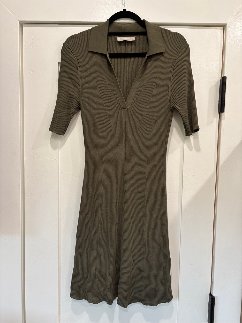 Everlane Olive Green Ribbed Polo Dress